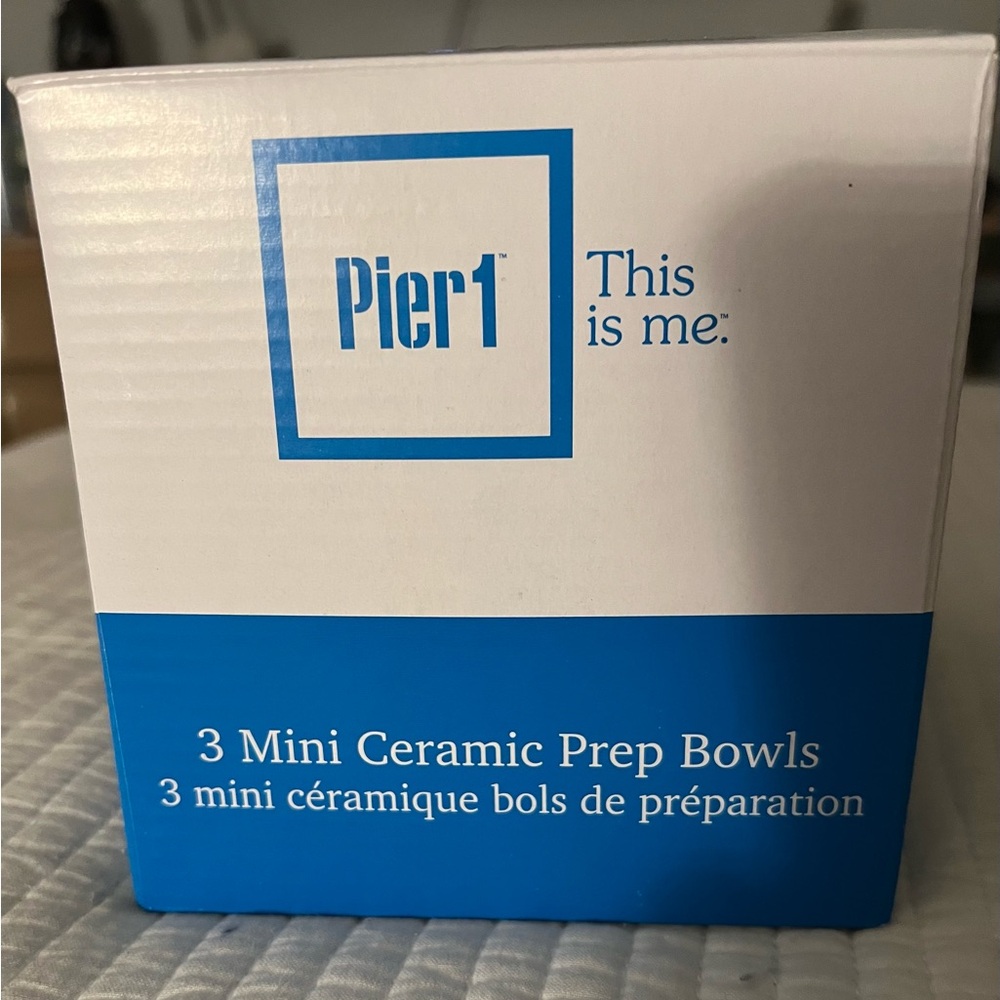 Pier1 3 Mini Ceramic Prep Bowls Multicolored BNIB